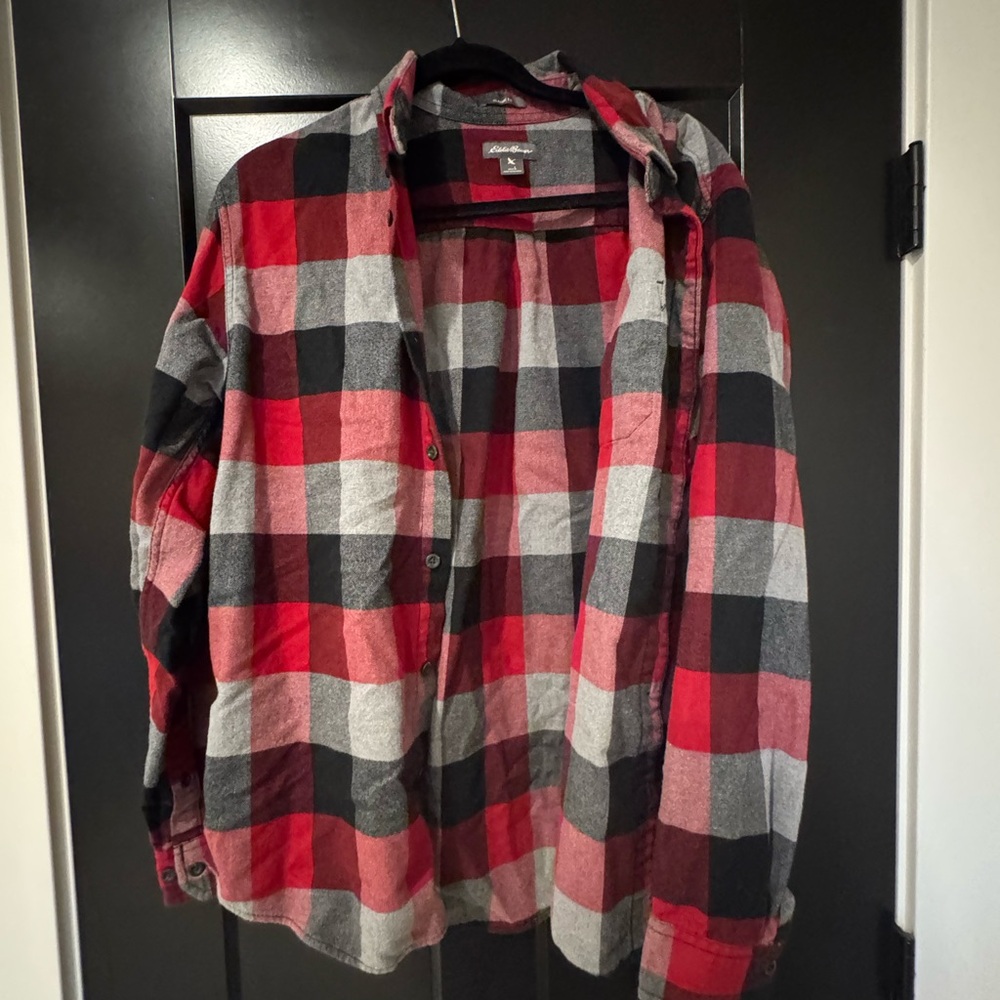 Eddie Bauer Red and Black Checkered Men's Shirt